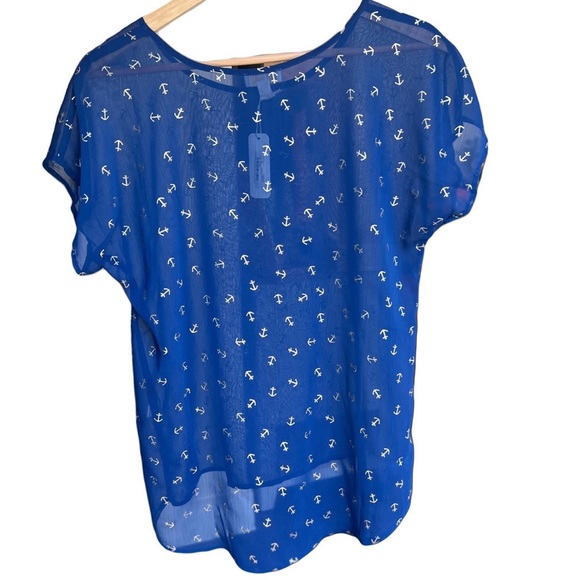 Navy Blue Nautical Short Sleeve Top NWT - Picture 5 of 6